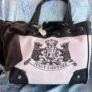 New Brown Pink Juicy Couture Purse Daydreamer Tote Bag Satchel Scottie Dog Y2K